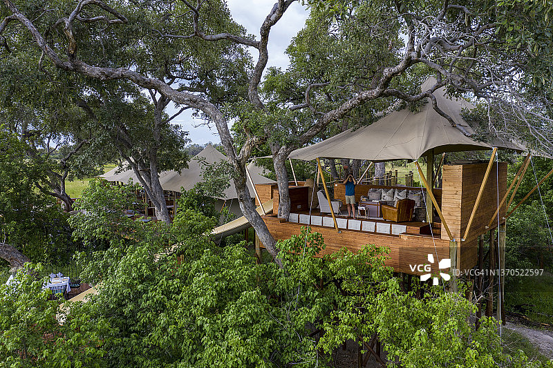 博茨瓦纳图卢迪豪华帐篷营地图书馆鸟瞰图图片素材