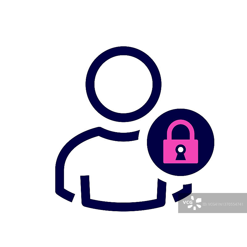 用户登录或身份验证图标，矢量图。个人保护图标。互联网隐私保护图标。密码保护。安全键盘。帐户。连接图片素材