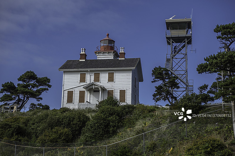 俄勒冈州亚奎纳湾州立公园的亚奎纳湾老灯塔图片素材