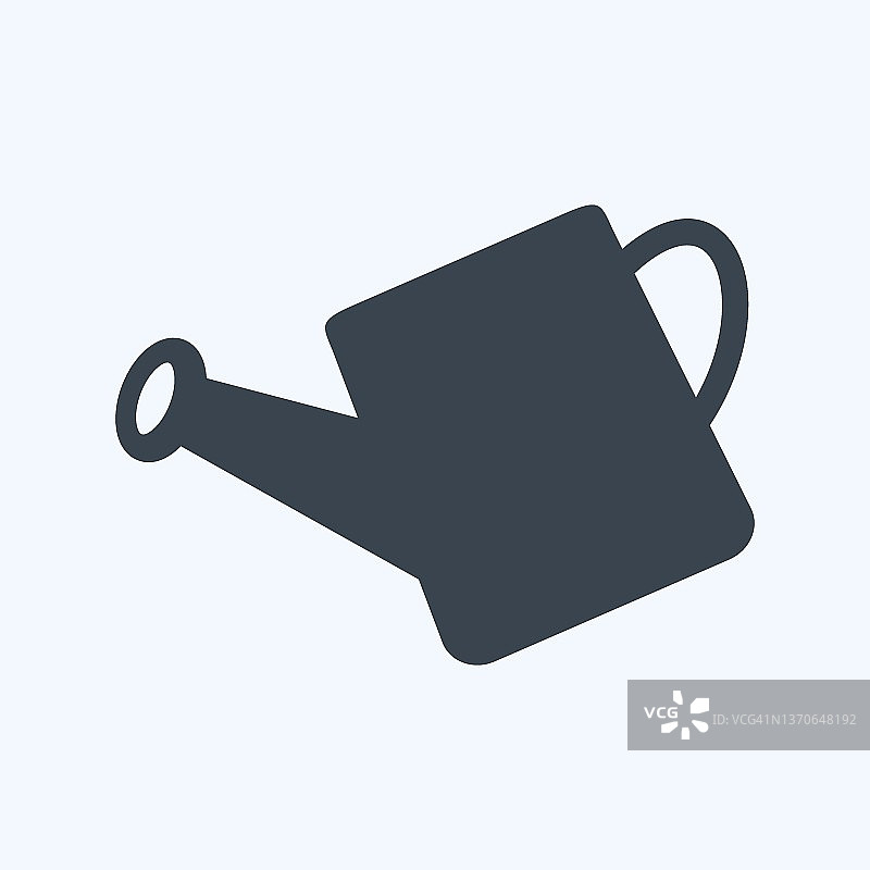 时尚的浇水工具字形图标，柔和蓝色背景图片素材