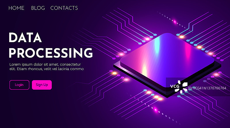 CPU或微处理器背景，电子工业或人工智能概念图片素材