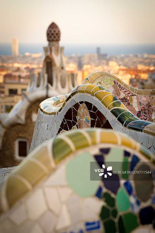 巴塞罗那奎尔公园日落图片素材