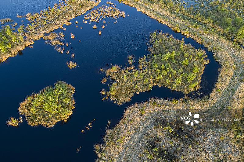 德国下萨克森州戈尔登施泰特沼泽航拍图片素材