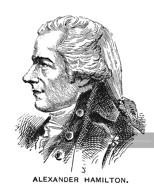 美国国父亚历山大·汉密尔顿肖像图片素材