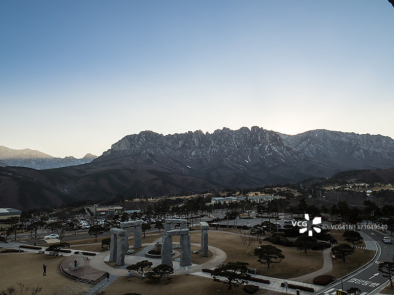 束草雪岳山日出，韩国图片素材