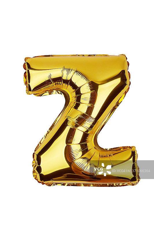 白色背景上隔离的锡纸气球字母Z图片素材