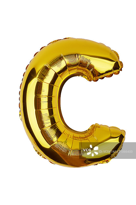 白色背景上隔离的锡箔气球字母C图片素材