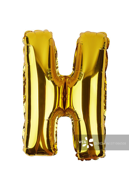 白色背景上 изолированные 的字母H铝箔气球图片素材