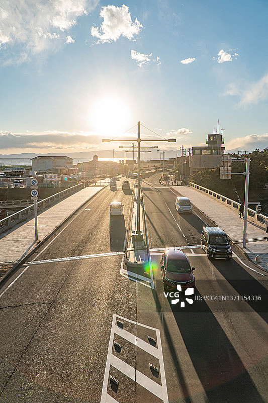 日本神奈川的海岸公路图片素材