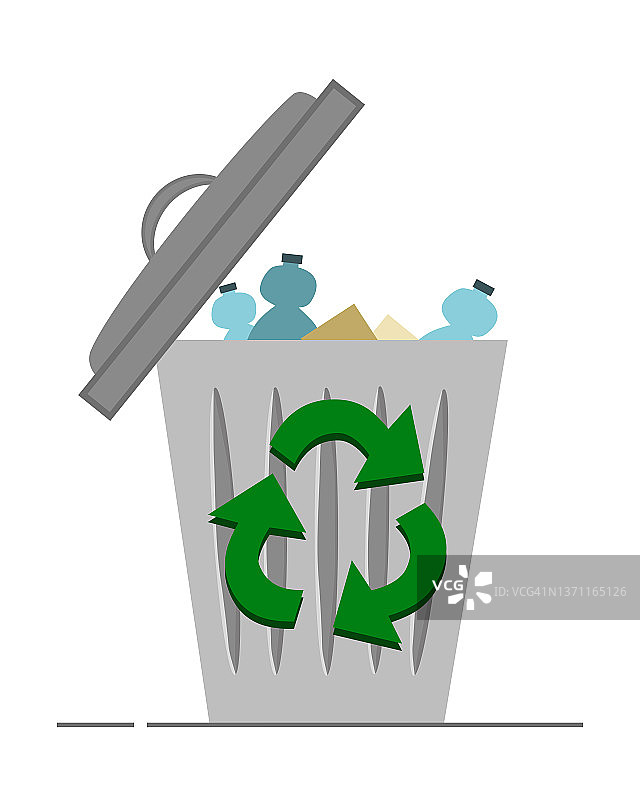 带阴影的垃圾桶插画图片素材