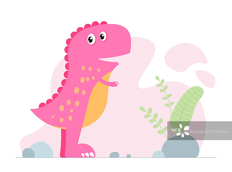 可爱粉色恐龙卡通banner设计图片素材