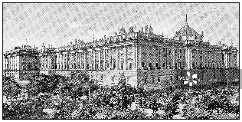 西班牙古董旅行照片：马德里王宫图片素材