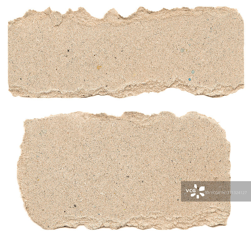 白色背景上孤立的撕裂纸板块图片素材