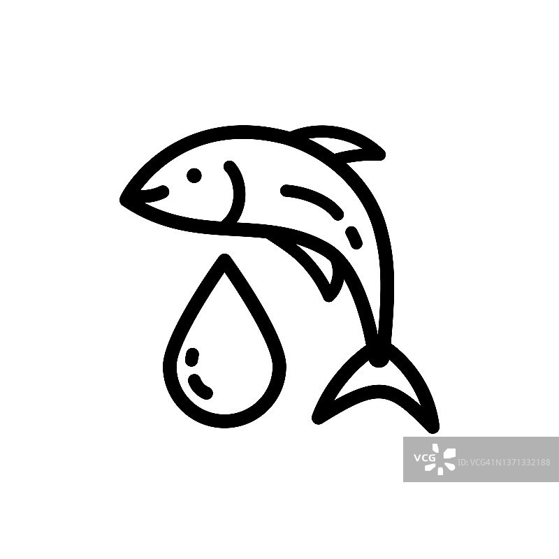 鱼油图标，鳕鱼肝油线条样式标志，脂肪油滴图片素材