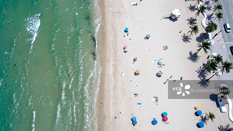 劳德代尔堡海滩无人机视角图片素材