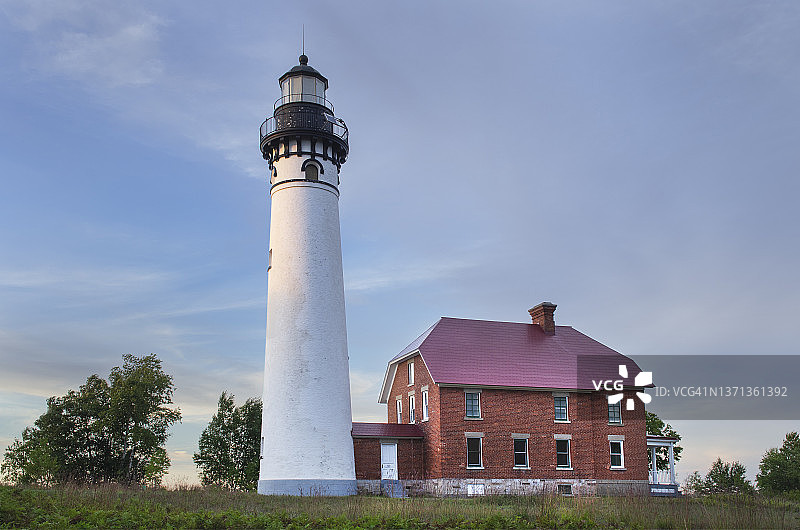 密歇根州画岩奥塞布尔灯塔站图片素材
