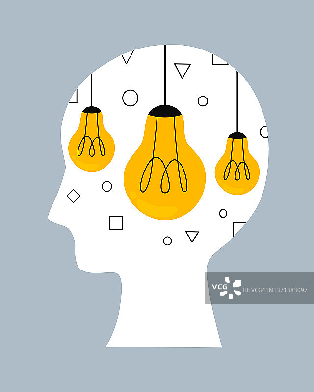 内部有图像的头部图标插画图片素材