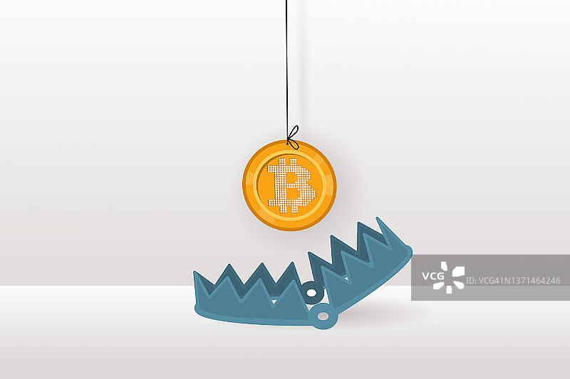 比特币加密货币陷阱概念图图片素材