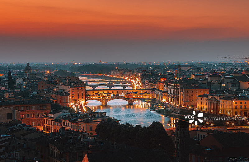 佛罗伦萨城市天际线日落全景图片素材