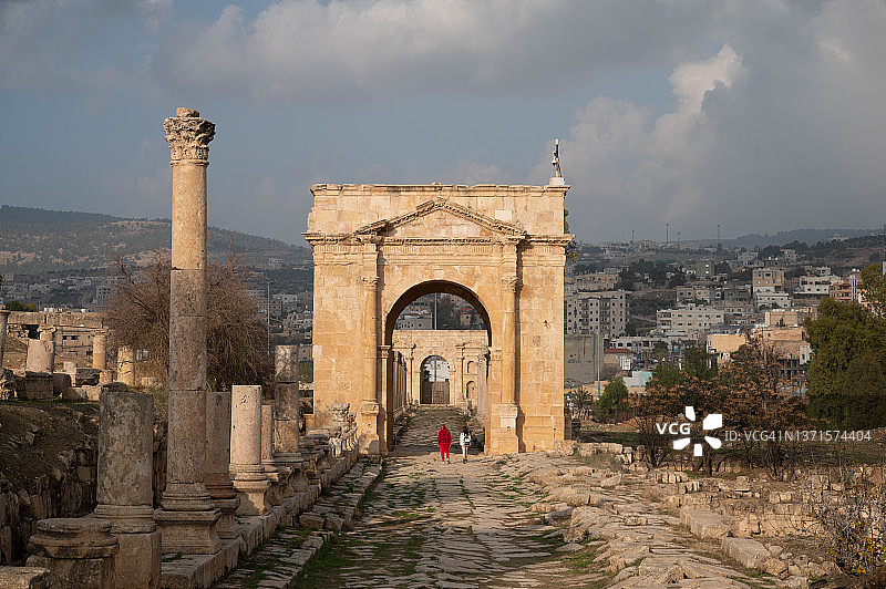 约旦杰拉什北部四柱门图片素材