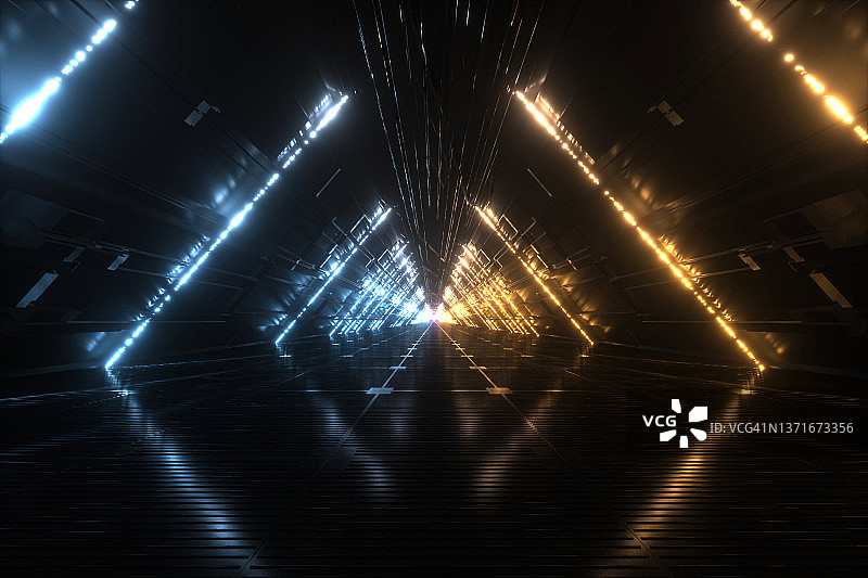 3D渲染未来感抽象发光走廊图片素材