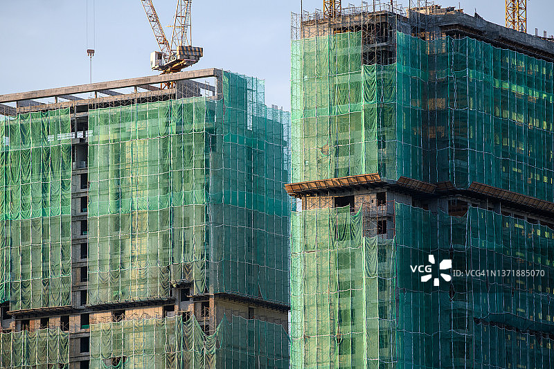 高层建筑施工安全网图片素材