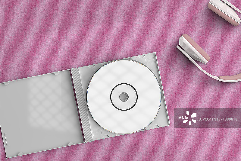 粉色空CD盒与空白CD模板图片素材