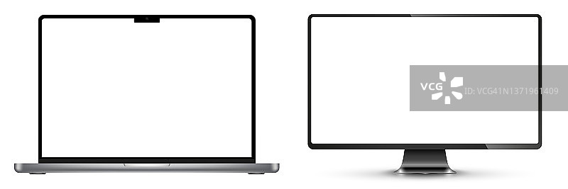 逼真深灰色笔记本电脑透明屏幕样机，适用于项目演示，空白设备模型，可编辑图片素材