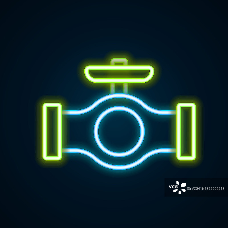 黑色背景上发光的带阀门油管霓虹灯矢量概念图片素材