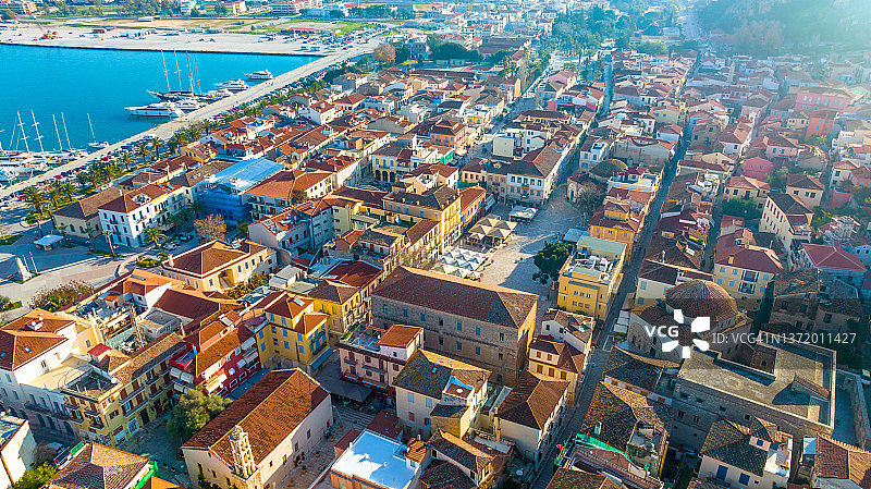 希腊纳夫普利奥老城航拍概览图片素材