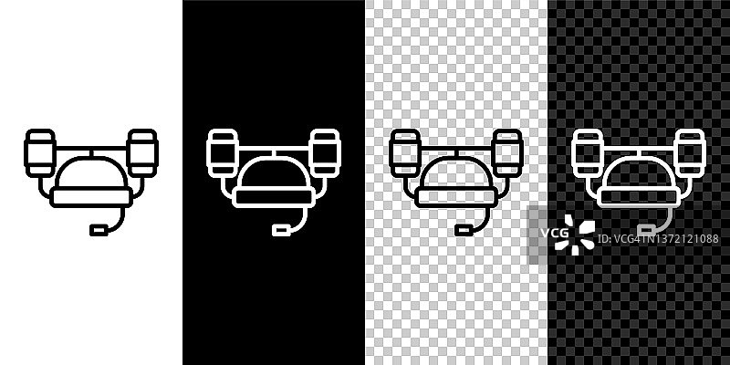 啤酒头盔或免提饮料图标矢量素材（黑白透明背景）图片素材