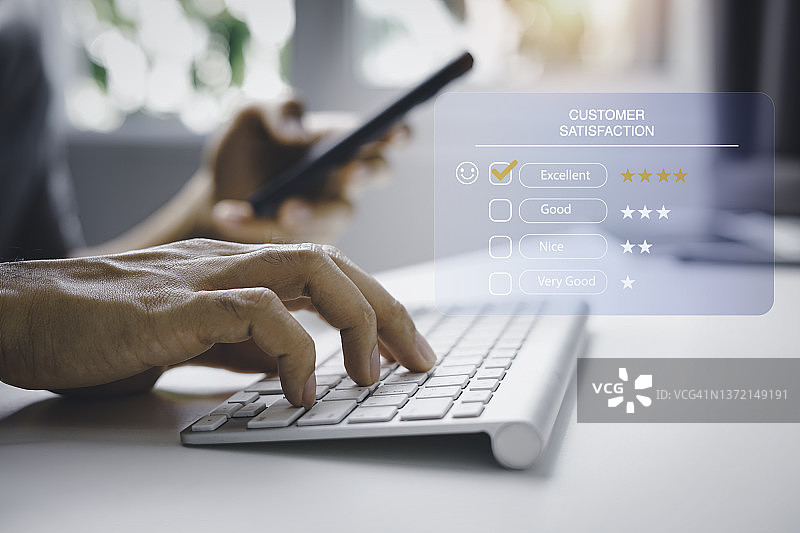 服务提供商满意度评级和评估，客户服务和满意度概念图片素材