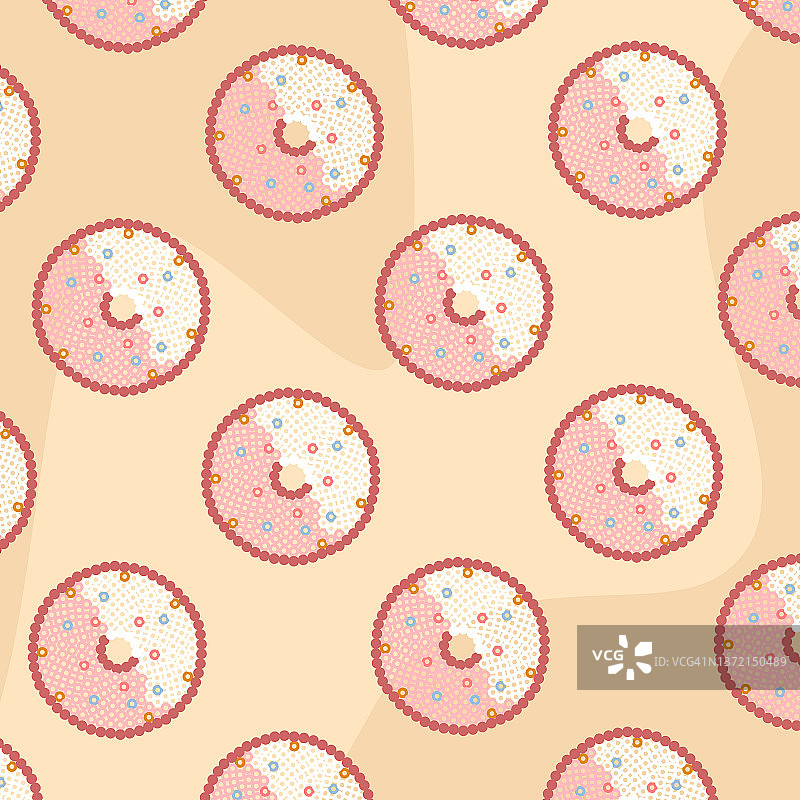 甜甜圈无缝图案（甜棕色背景）图片素材