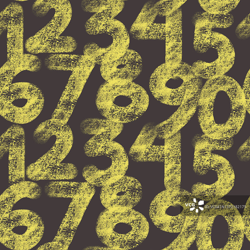 按顺序排列的数字无缝图案。Grunge半色调绘制的数字，粉笔纹理，学校数学背景，纺织品、横幅、海报时尚设计图片素材