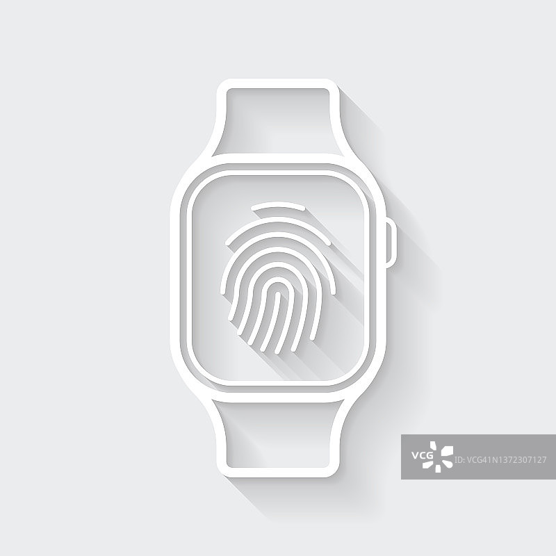 带指纹的智能手表图标——扁平设计图片素材
