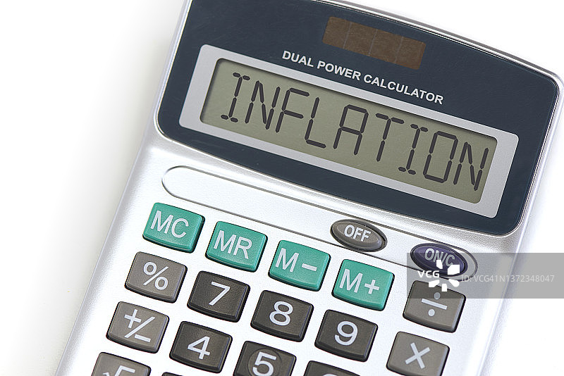 计算器上的通货膨胀图片素材