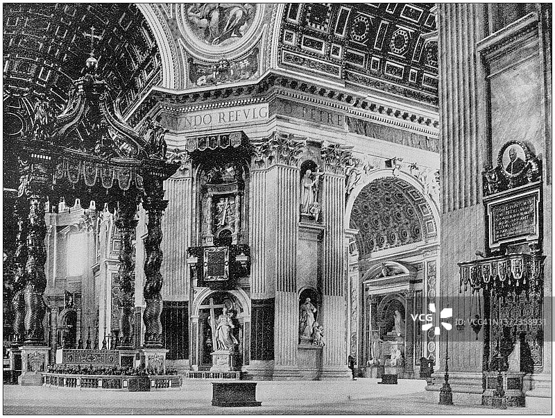 世界著名景点老照片：意大利罗马圣彼得大教堂与梵蒂冈图片素材