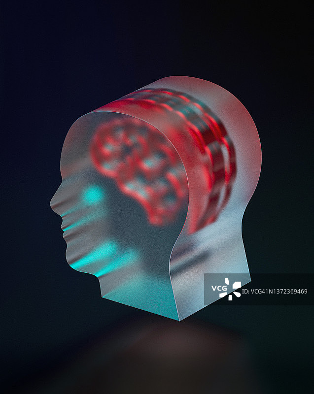 人工智能概念、心理健康问题、大脑活动、3D illustration图片素材