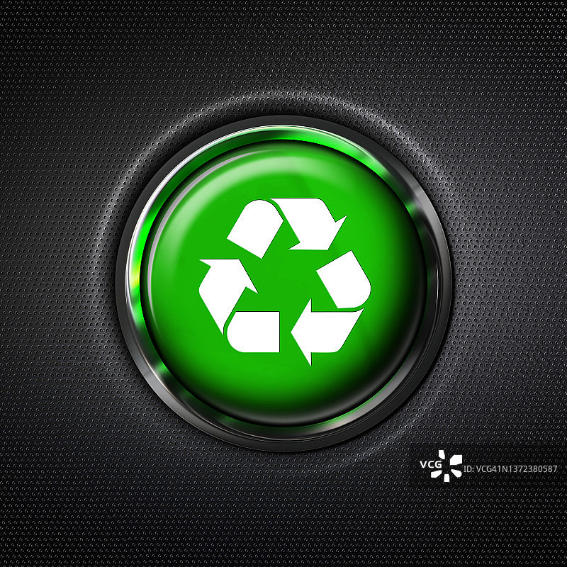 绿色回收标志按钮特写图片素材