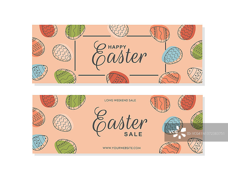 复活节快乐banner模板，马卡龙色复活节彩蛋图片素材