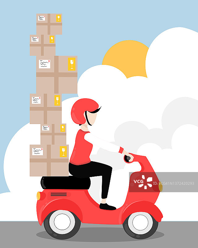 红色摩托车插画图片素材