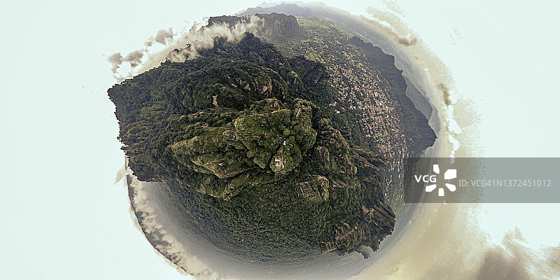 墨西哥特波斯特兰莫雷洛斯，特波斯特科山金字塔航拍图片素材