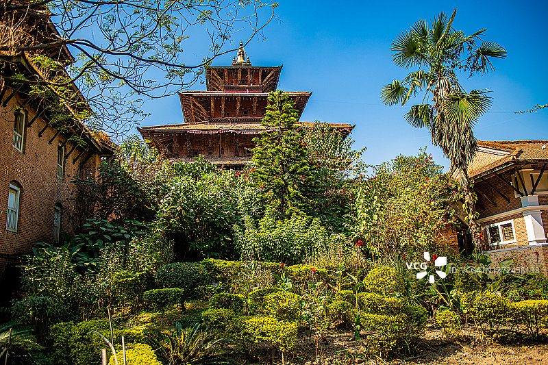 加德满都帕坦杜巴广场的古代皇家寺庙，尼泊尔图片素材