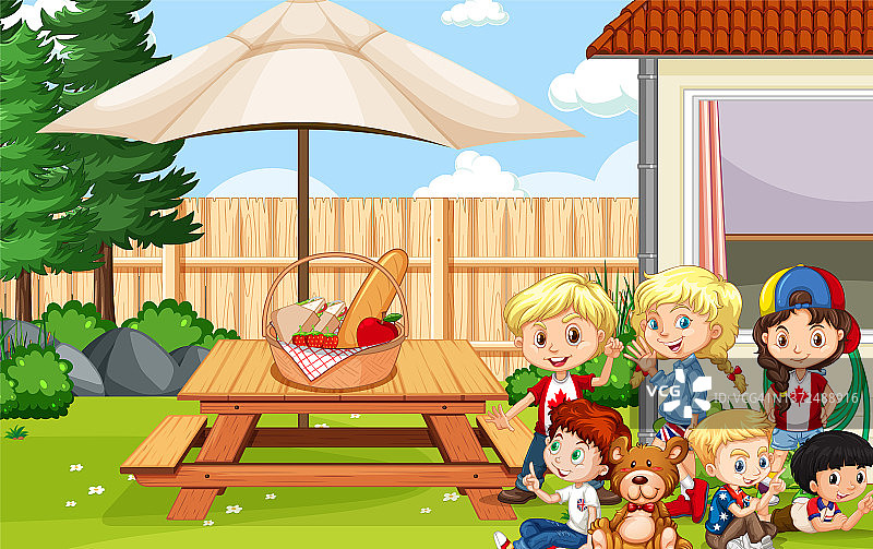 孩子们在公园里的场景图片素材