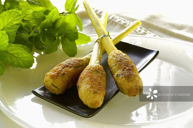 鸡肉香茅串（亚洲）图片素材