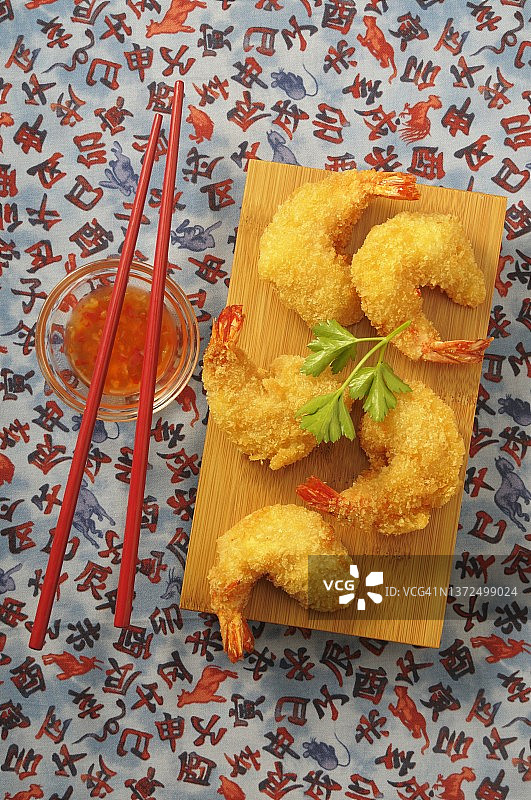甜酸酱炸虾天妇罗图片素材