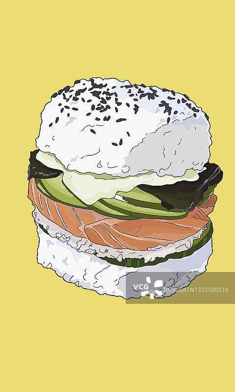 寿司汉堡（插画）图片素材