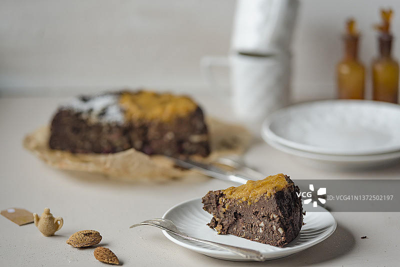 红豆纯素布朗尼蛋糕图片素材