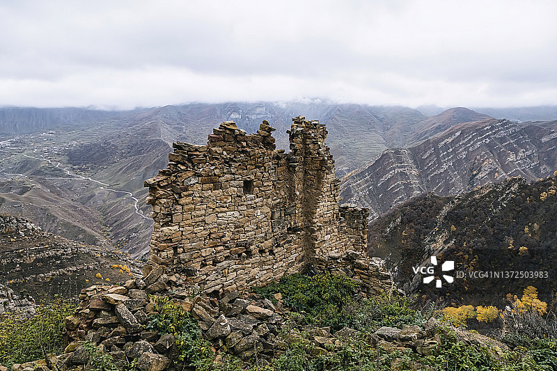 俄罗斯达吉斯坦北高加索山区废弃村庄图片素材