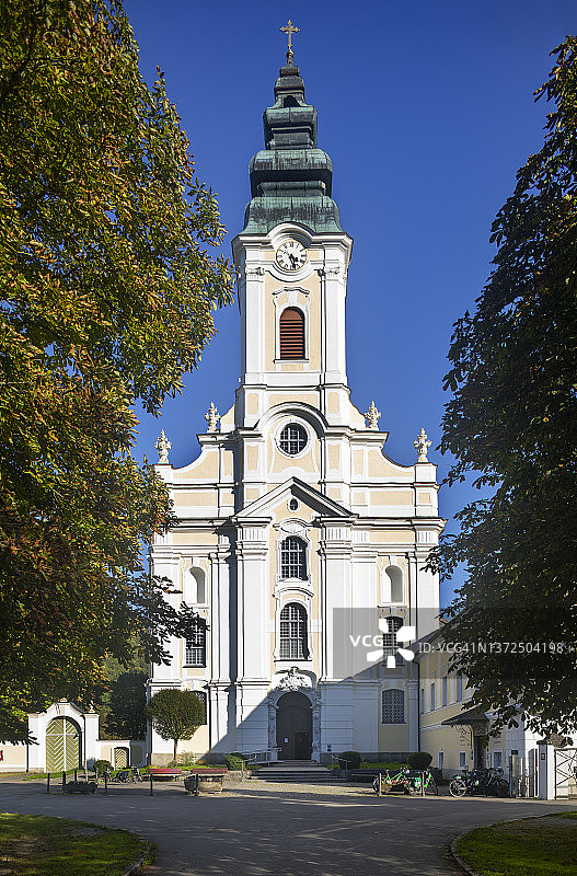 奥地利上奥地利州恩格尔哈茨采尔多瑙河畔恩格尔斯采尔修道院外墙图片素材